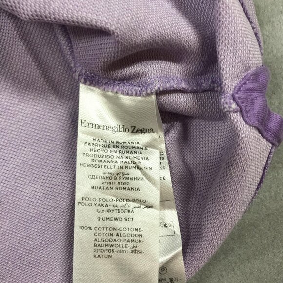 Ermenegildo Zegna Polo Shirt Mens XL Lavender Purple Cotton Pique Short Sleeve - Picture 4 of 9